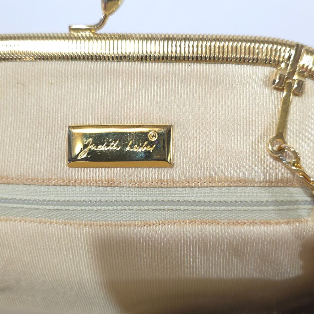 Judith Leiber Python Snakeskin Clutch Gold Frame Chain Strap VTG - Picture 11 of 13